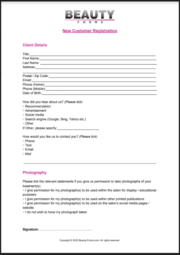 New Customer Registration PDF