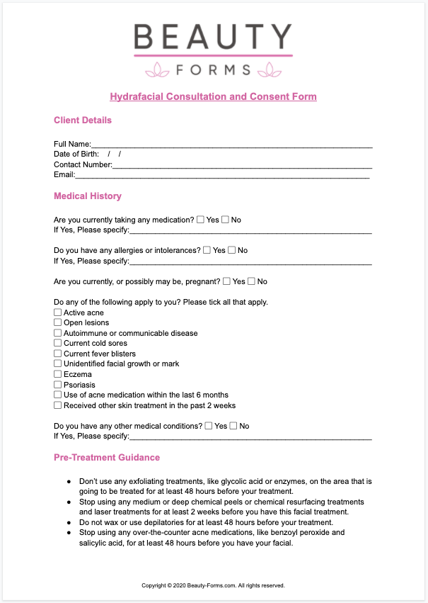 Hydrafacial Consent PDF​